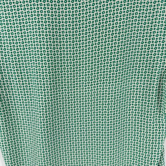 Equipment Femme Silk Geometric Print Short Sleeve Blouse Green White Size Small - Picture 4 of 5